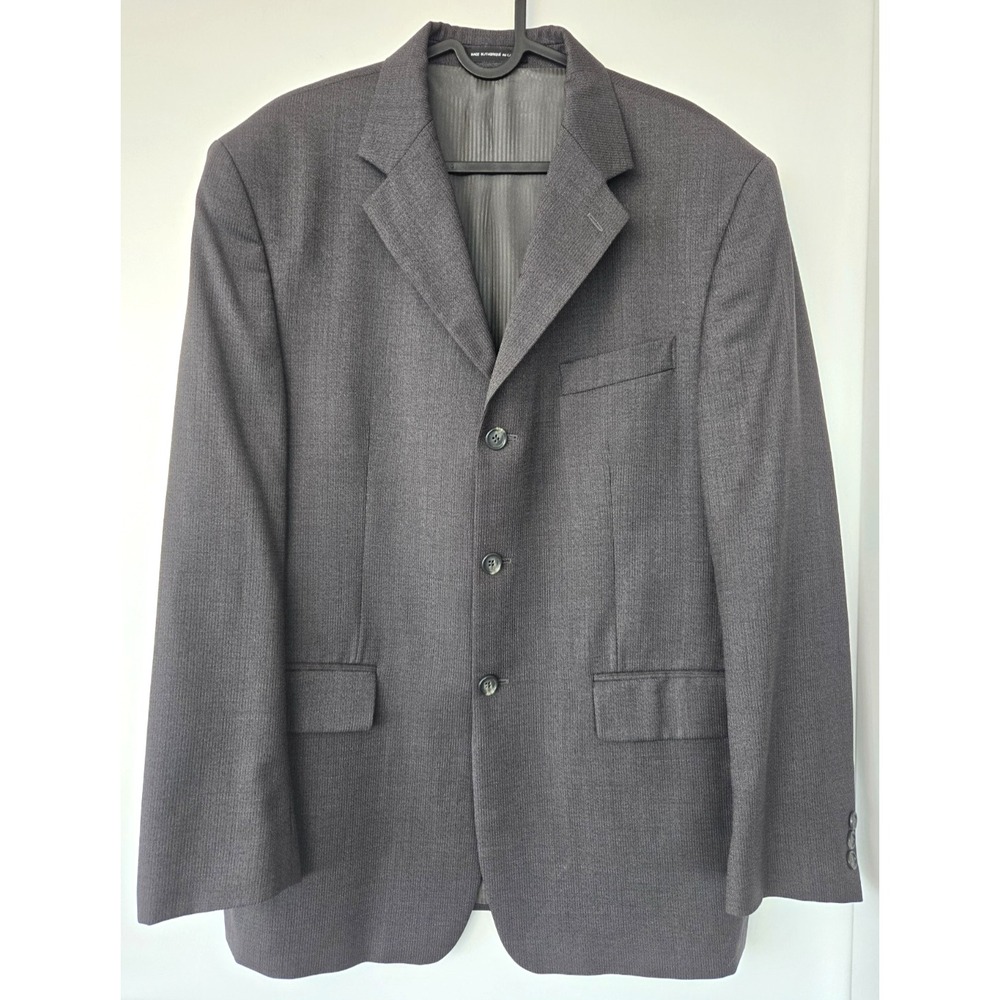 Vtg Grafton & Co Clothing Pure Virgin Wool Gray Striped Blazer Made in Canada 40